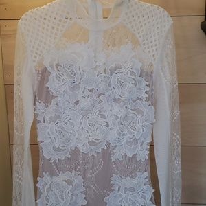 White Bodycon Lace Short Dress